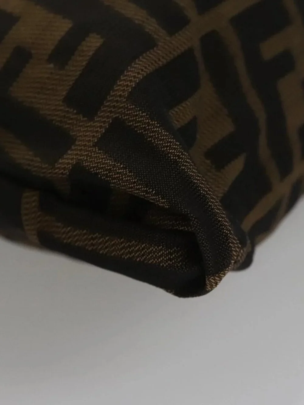 FENDI Zucca Canvas Drawstring Bag Brown Black Auth 101941